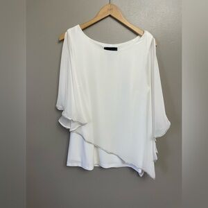 Frank Lyman Design women’s 10 white Rhinestone  Blouse top dinner party holiday